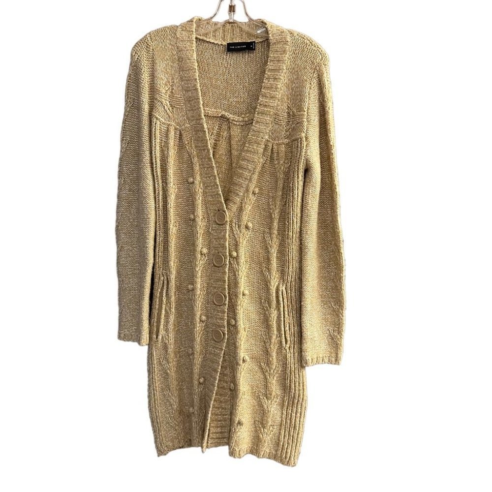 The Limited Cable Knit Long Cardigan Sweater Tan